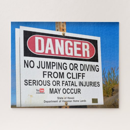 DANGER - Geen Cliff Diving - Hawaii - 16x20 - 520  Legpuzzel (Horizontaal)