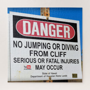 DANGER - Geen Cliff Diving - Hawaii - 20x20 - 676  Legpuzzel