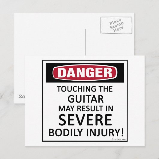 Danger Guitar Briefkaart (Voorkant / Achterkant)