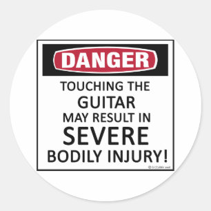 Danger Guitar Ronde Sticker