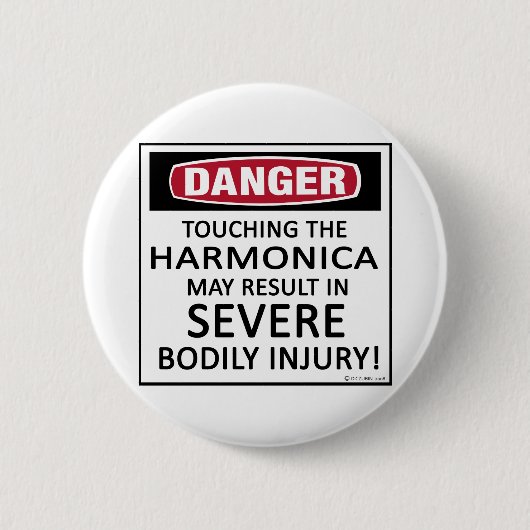 Danger Harmonica Ronde Button 5,7 Cm (Voorkant)