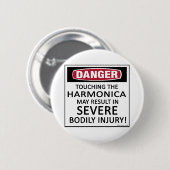 Danger Harmonica Ronde Button 5,7 Cm (Voorkant /achterkant)