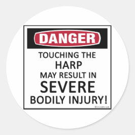 Danger Harp Ronde Sticker