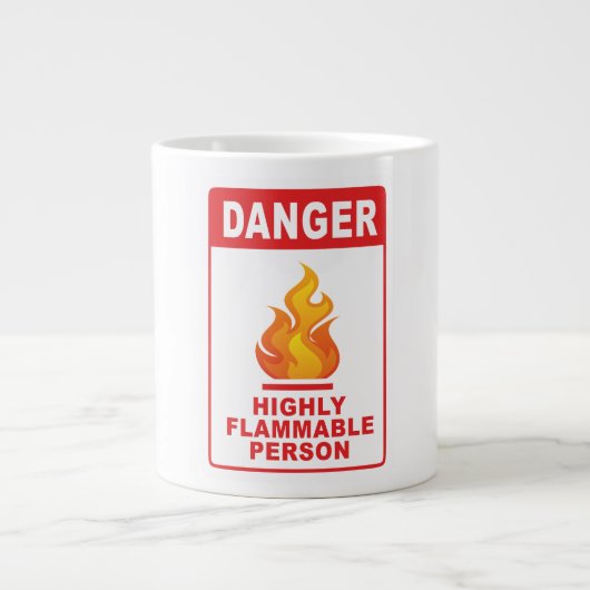 Danger Highly Flammable Person Grote Koffiekop (Voorkant)