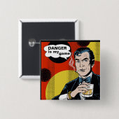Danger is mijn spel vierkante button 5,1 cm (Voorkant /achterkant)