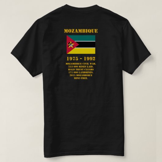 Danger Landmines, Mozambique T-shirt (Design achterkant)