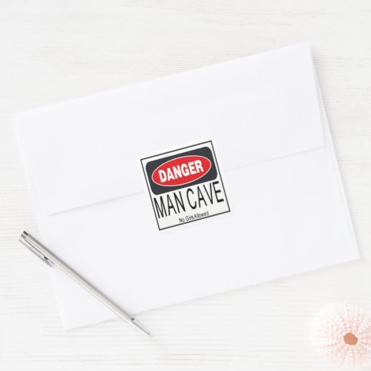 Danger ManCave Square Sticker (Envelop)