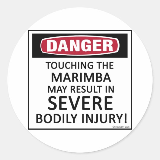 Danger Marimba Ronde Sticker (Voorkant)
