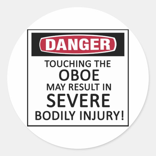 Danger Oboe Ronde Sticker (Voorkant)