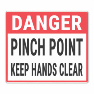 DANGER PINCH-PUNT BEWAREN DUIDELIJKE HANDEN STICKER