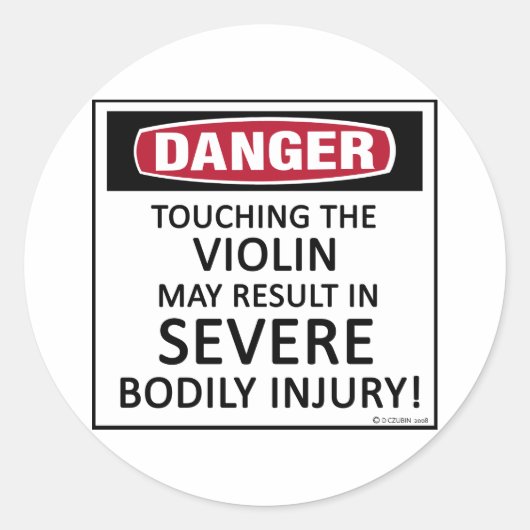 Danger Violin Ronde Sticker (Voorkant)