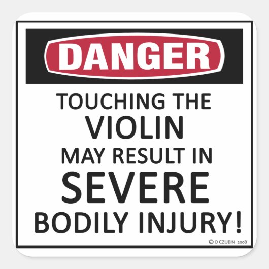 Danger Violin Vierkante Sticker (Voorkant)