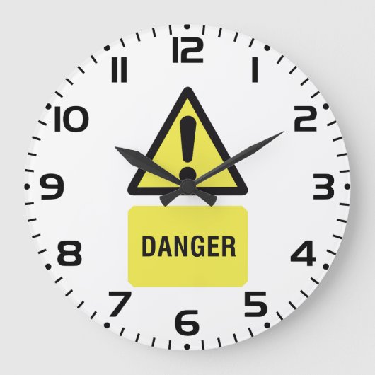 Danger Warning Sign Yellow Triangle Exclamation Grote Klok (Voorkant)
