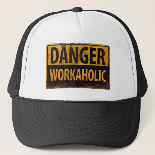DANGER WORKAHOLIC roestvast metalen waarschuwingsb Trucker Pet (Voorkant)