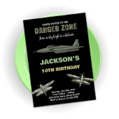 Danger Zone Fighter Jet Verjaardag Uitnodigingen 1