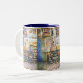 Dangerachtig dicht bij de vun tweekleurige koffiemok (Voorkant links)