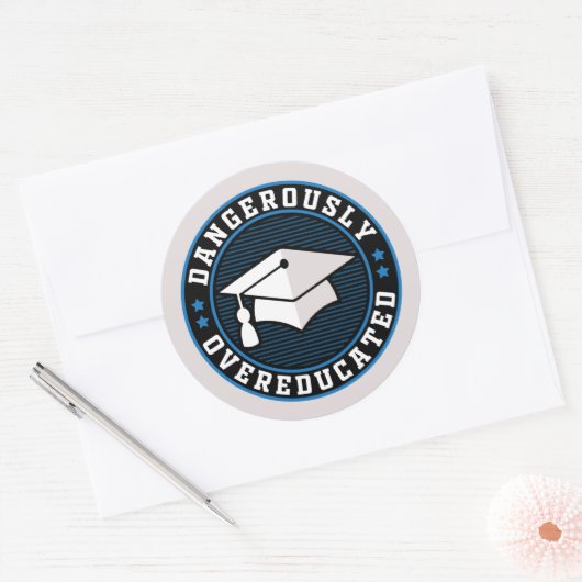 Dangerisch overgeschoold ronde sticker (Envelop)