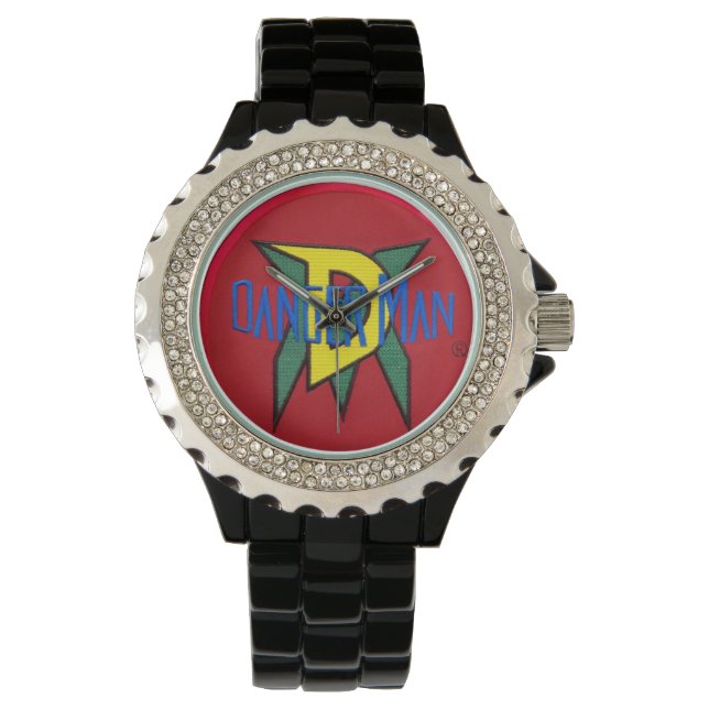 Dangerman Urban Superhero Origineel Logo-ontwerp Horloge (Voorkant)