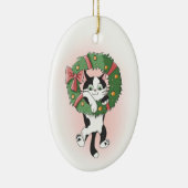 Dangling Cartoon Cat van Christmas Wreath Keramisch Ornament (Rechts)