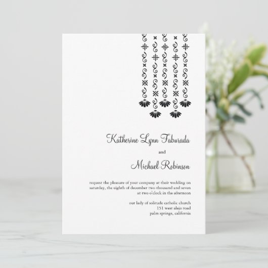 Dangling Flowers and Sparkles Wedding Invitation Kaart (Staand voorkant)