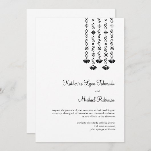 Dangling Flowers and Sparkles Wedding Invitation Kaart (Voorkant / Achterkant)