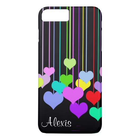 Dangling Hearts op zwart Case-Mate iPhone Case (Achterkant)