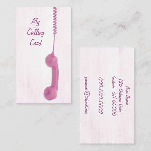 Dangling Pink-telefoonontvanger Visitekaartje (Voorkant / Achterkant)