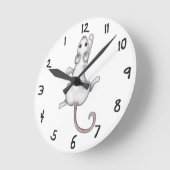 Dangly Mousey Reverse Time Clock Ronde Klok (Hoek)