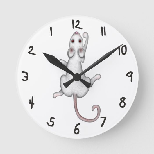 Dangly Mousey Reverse Time Clock Ronde Klok (Voorkant)