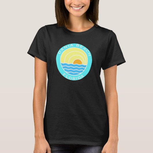 Dania Beach Florida Retro Sunset T-shirt (Voorkant)