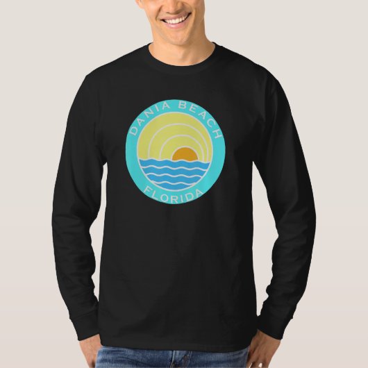 Dania Beach Florida Retro Sunset T-shirt (Voorkant)