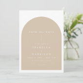 DANICA Bohemian Arched Beige Photo Save the Date Kaart (Staand voorkant)