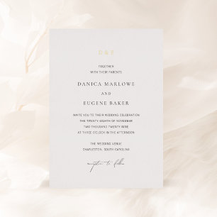 Danica Classic Elegant Huwelijk Folie Uitnodiging