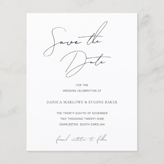 Danica Classic Elegant Wedding Save the Date (Voorkant)