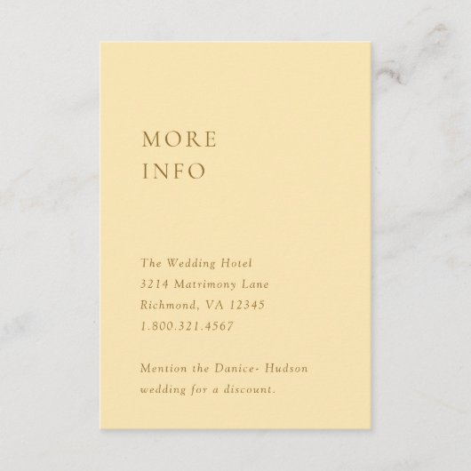 Danice Butter Geel Moderne bruiloft Informatiekaartje (Voorkant)