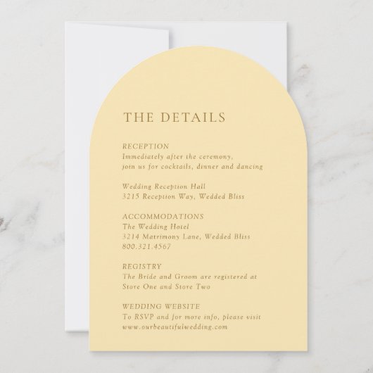 Danice Butter Geel Moderne bruiloft Kaart (Achterkant)