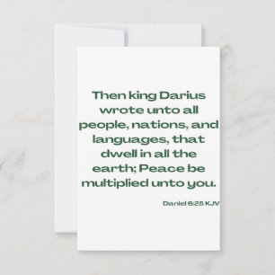 Daniel 6:25 KJV Bijbelverse platte Wenskaart Kaart