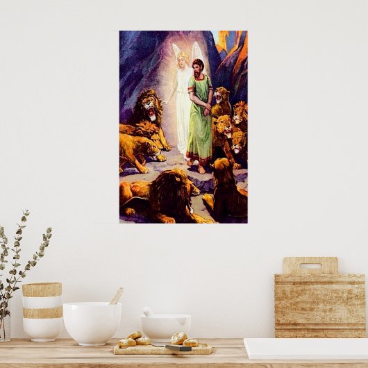 Daniel 6 God beschermt Daniel tegen Harm poster (Keuken)
