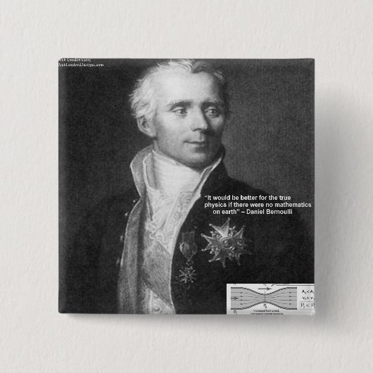 Daniel Bernoulli Echte Fysica Citaat Cadeaus & Kaa Vierkante Button 5,1 Cm (Voorkant)