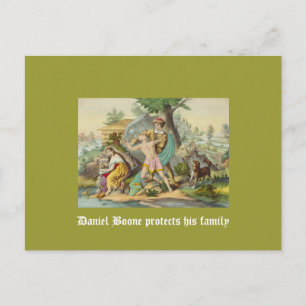 Daniel Boone beschermt zijn familie Briefkaart