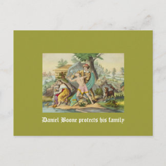 Daniel Boone beschermt zijn familie Briefkaart