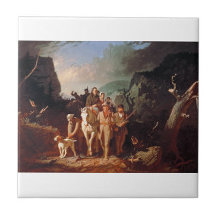 Daniel Boone die kolonisten begeleidt  Tegeltje