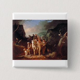 Daniel Boone die kolonisten begeleidt Vierkante Button 5,1 Cm