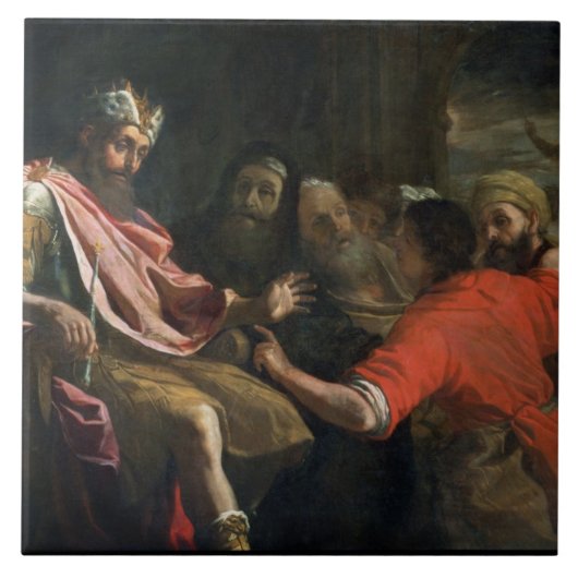 Daniel die Nebuchadnezzar's eerste droom interpret Tegeltje (Voorkant)