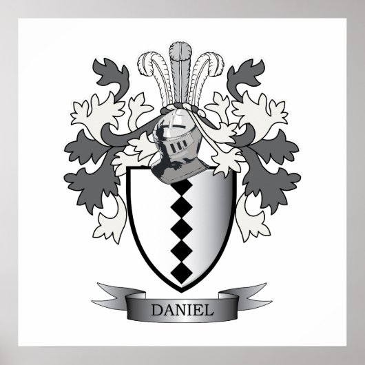 Daniel Family Crest Coat of Arms Poster (Voorkant)