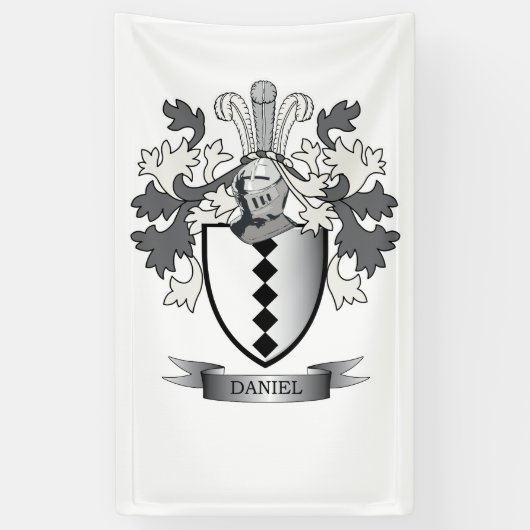 Daniel Family Crest Coat of Arms Spandoek (Verticaal)