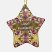 DANIEL~ Gold Kerstster Fractal ~ Ceramic Orna Keramisch Ornament (Links)