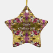 DANIEL~ Gold Kerstster Fractal ~ Ceramic Orna Keramisch Ornament (Achterkant)