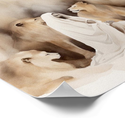 Daniel in de Lion's Den Waterverf Art Print (Hoek)