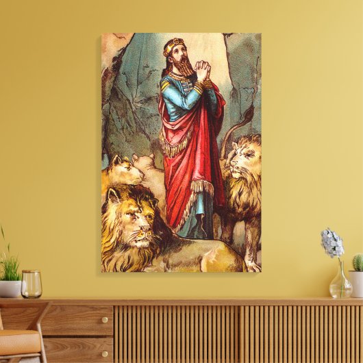 Daniel in het den Wrapped Canvas van de leeuw Afdruk (Insitu (Woonkamer))